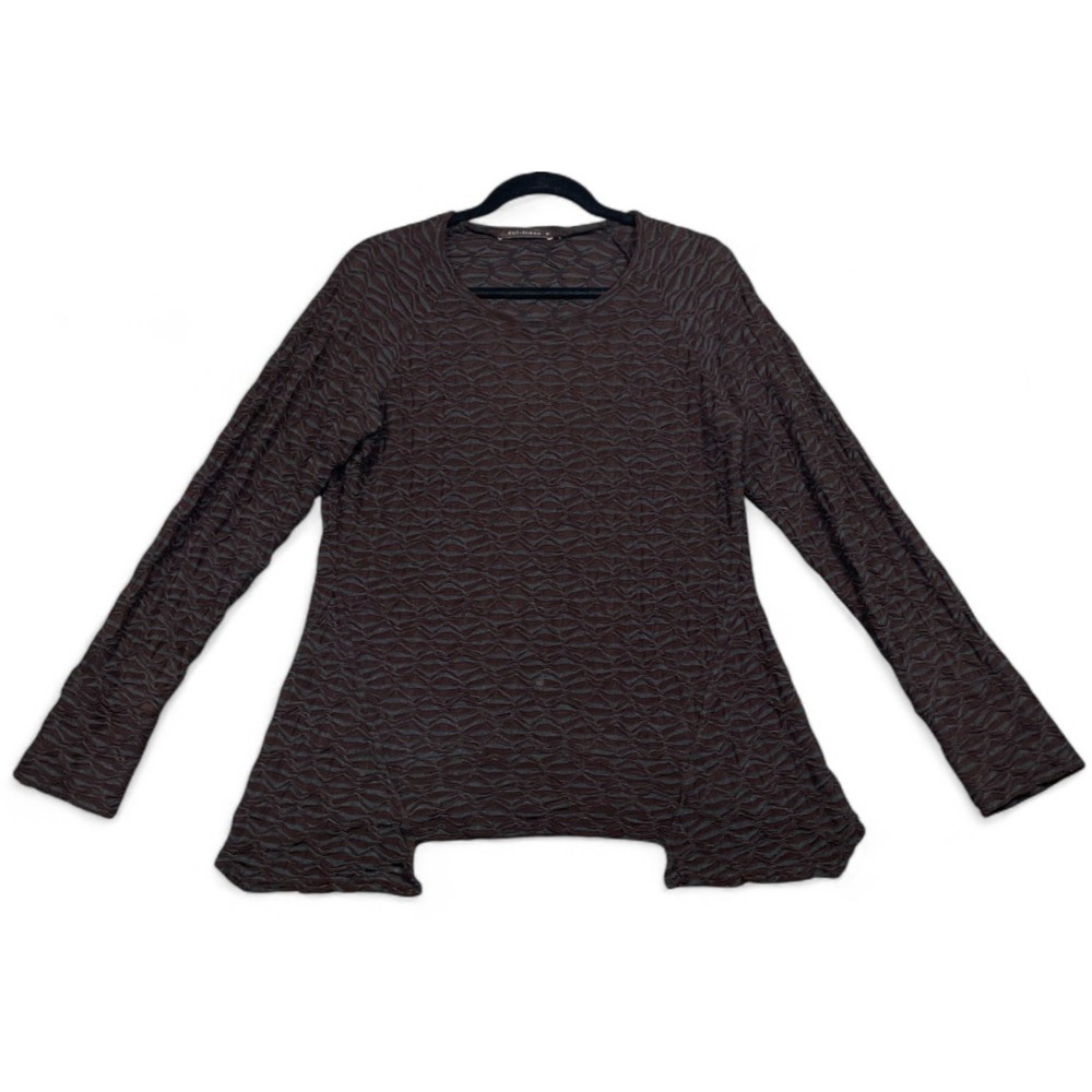 Cut Loose Textured Tunic Top Brown Gray Medium